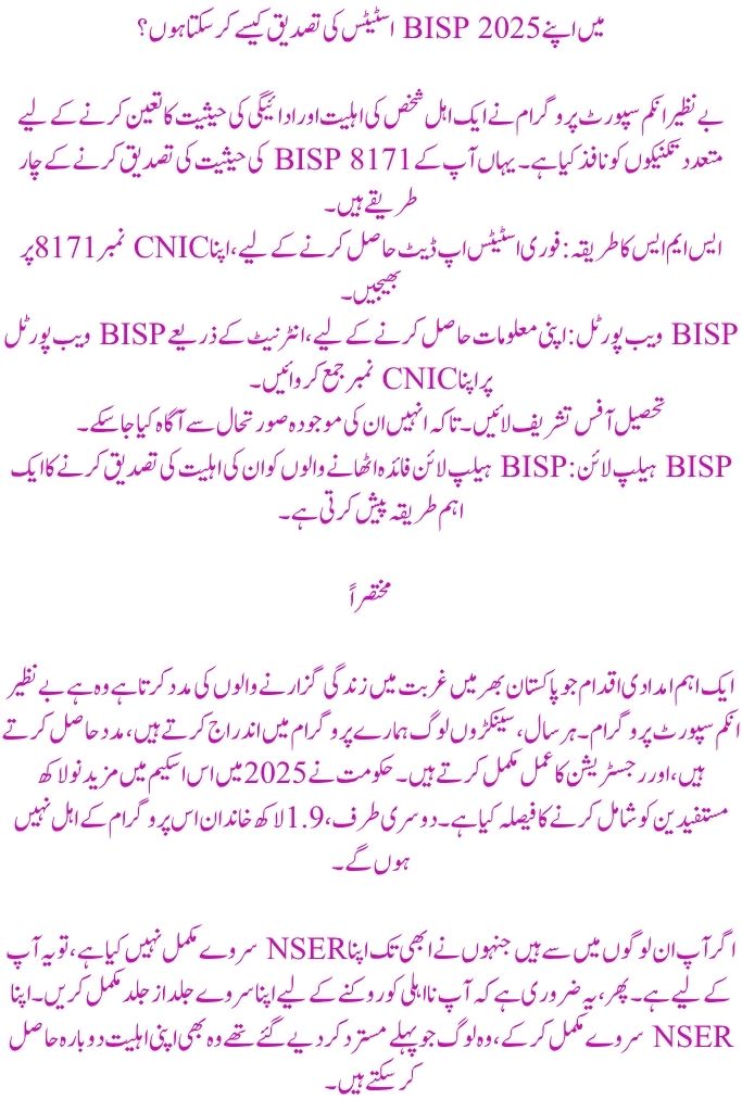 Update for BISP 2025