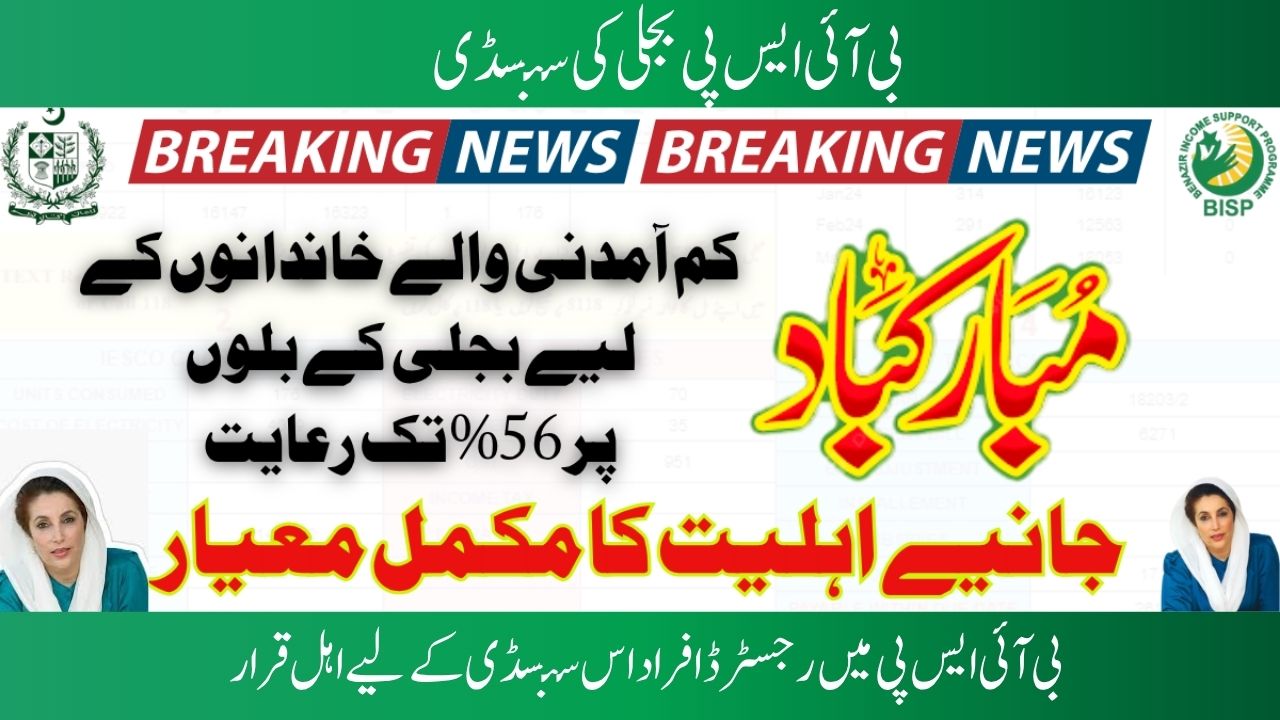 8171 BISP Electricity Subsidy 2025: Low-Income Families Can Receive a 56% Power Bill Discount