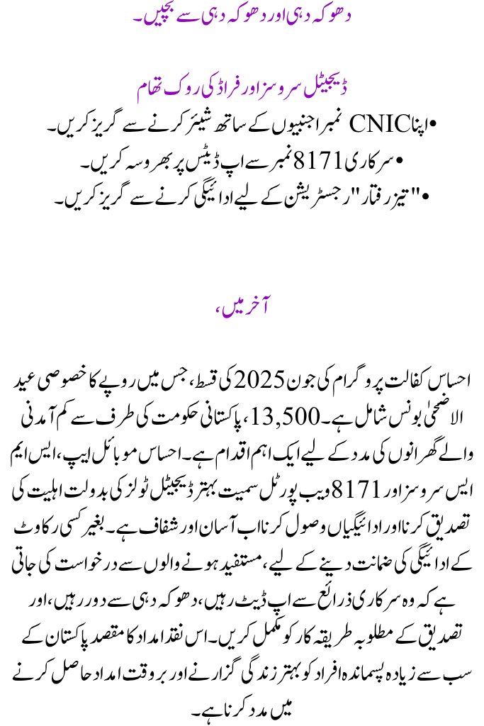 How to Use CNIC on the 8171 Portal to Confirm 2025 Ehsaas Quarterly Payment