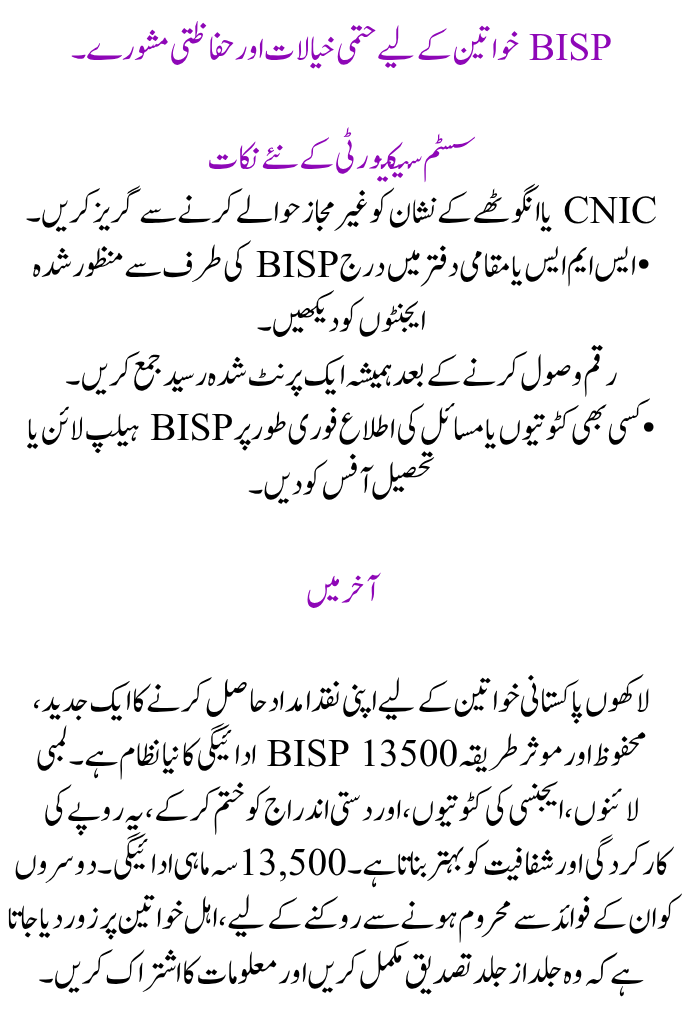 BISP 13500 Payment New System