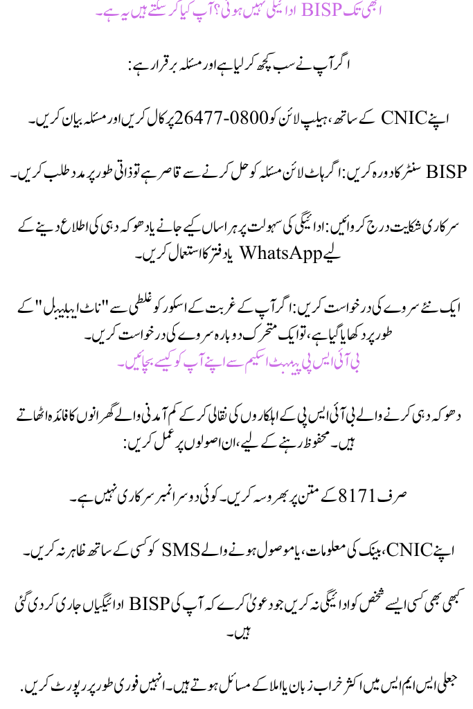 BISP Payment Delay After SMS