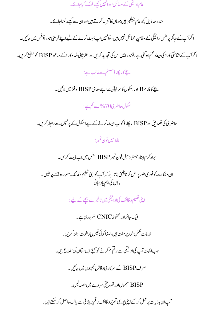Benazir Taleemi Wazaif's August 2025 Payment