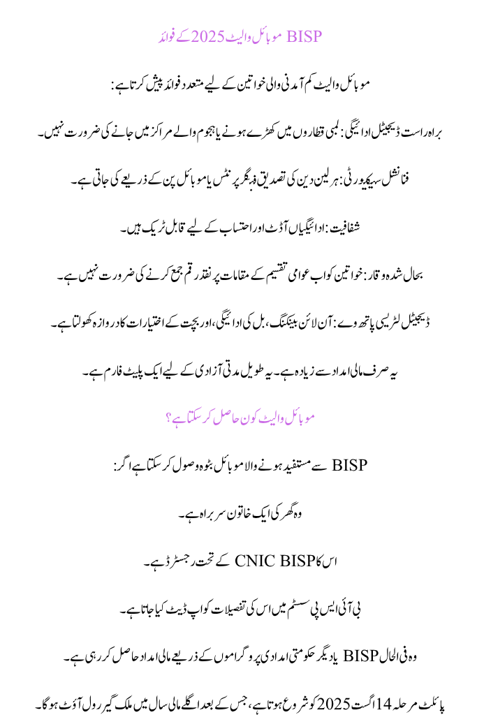 BISP Mobile Wallet System 2025