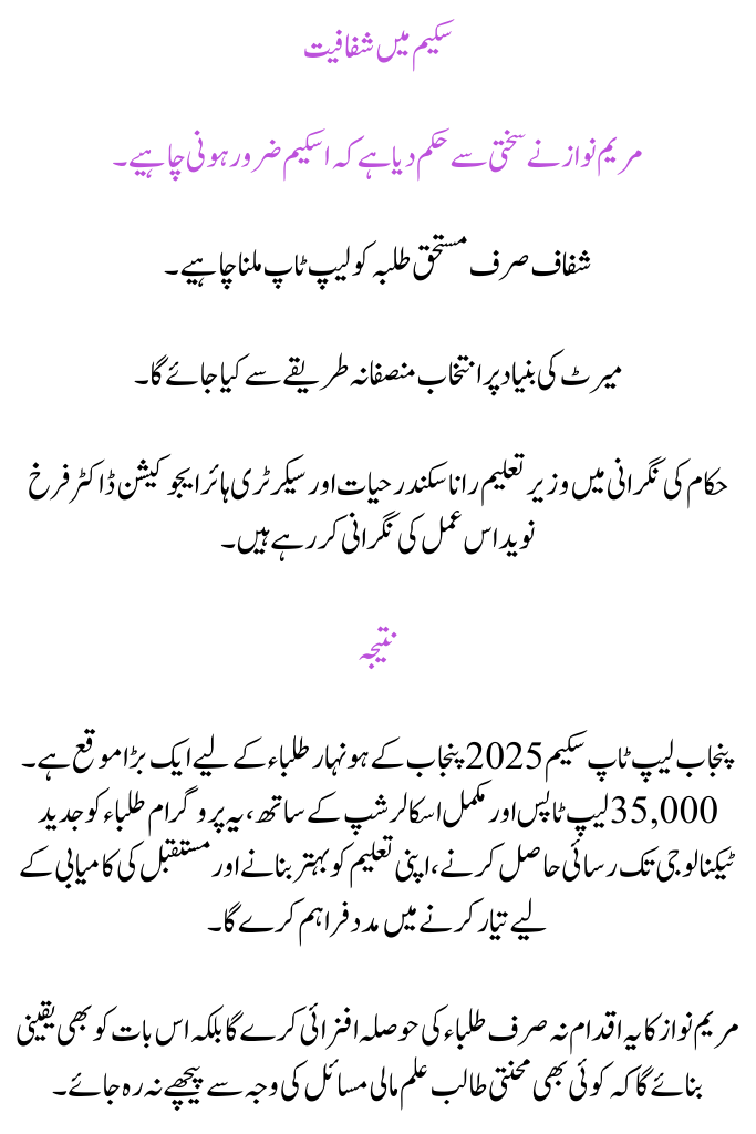 Maryam Nawaz Laptop Scheme 2025