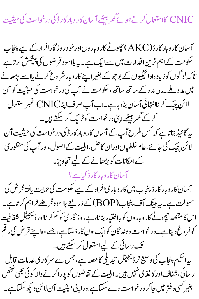 Asaan Karobar Card Application Status Sitting at Home Using CNIC