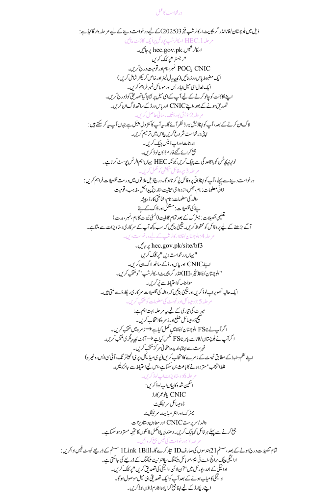 Balochistan/FATA Undergraduate Scholarships Phase 3 (2025)