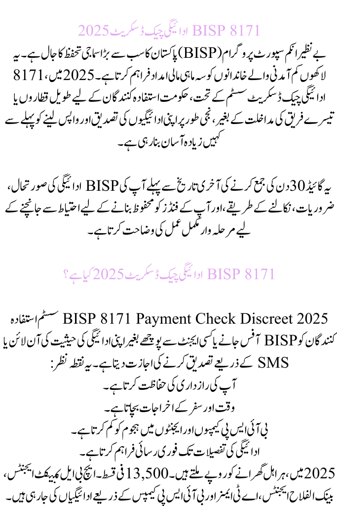 BISP 8171 Payment Check Discreet 2025