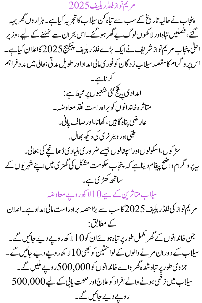 Maryam Nawaz Flood Relief 2025