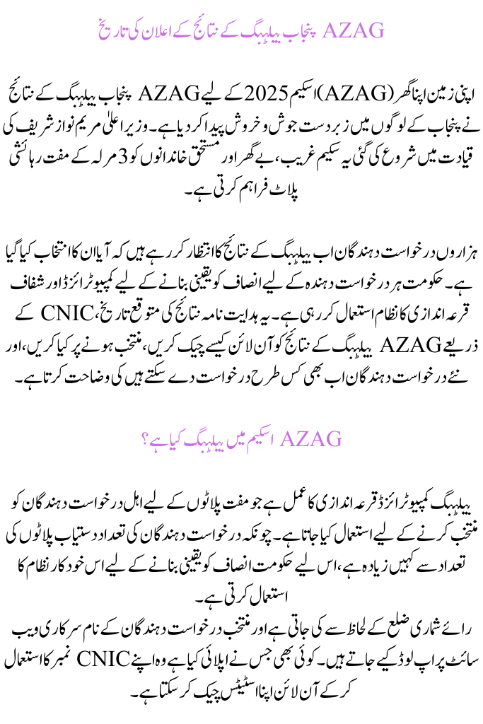 AZAG Punjab Balloting Result Announcement Date