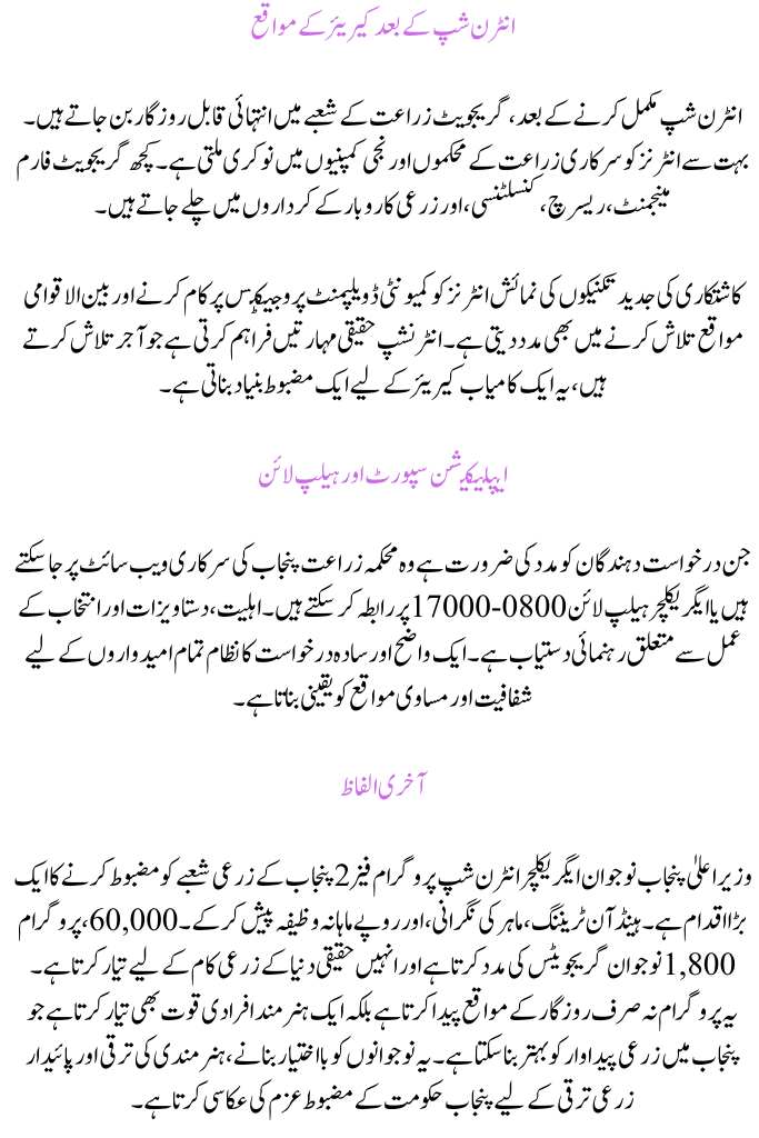 CM Punjab Naujawan Agriculture Internship Program Phase 2 