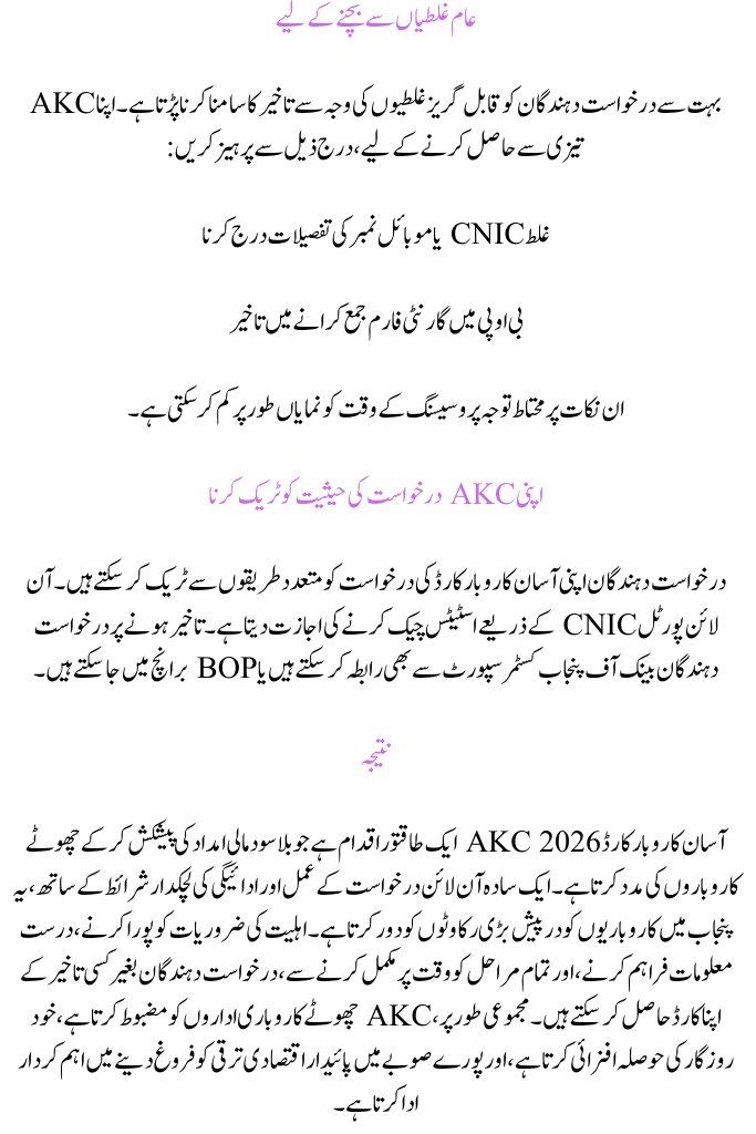 Asaan Karobar Card via Online Portal AKC 2026