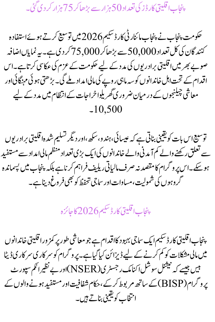 Punjab Minority Cards Increased from 50,000 to 75,000 